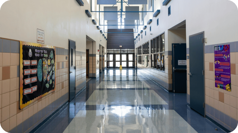 School hallway photo rounded edges