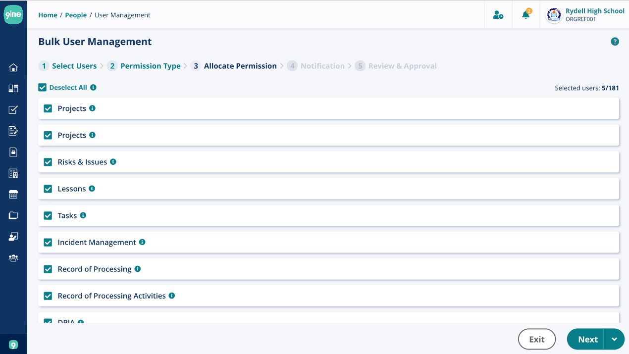 User Management | 9ine Platform